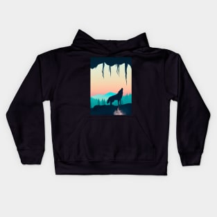 Wolf at Night Kids Hoodie